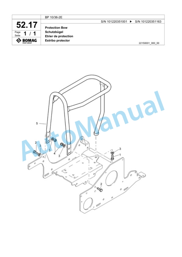 Bomag BP 10-36-2E Vibratory Plate Compactor Spare Parts Catalogue 00817847-2
