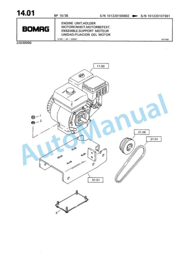 Bomag BP 10-36, BP 15-45 Vibratory Plate Compactor Spare Parts Catalogue 00811815-2