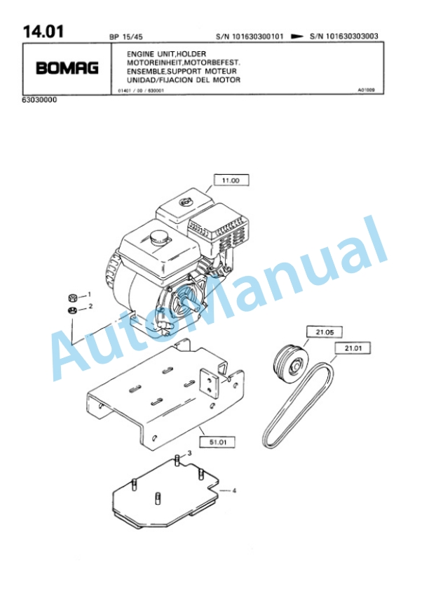 Bomag BP 10-36, BP 15-45 Vibratory Plate Compactor Spare Parts Catalogue 00811816-2