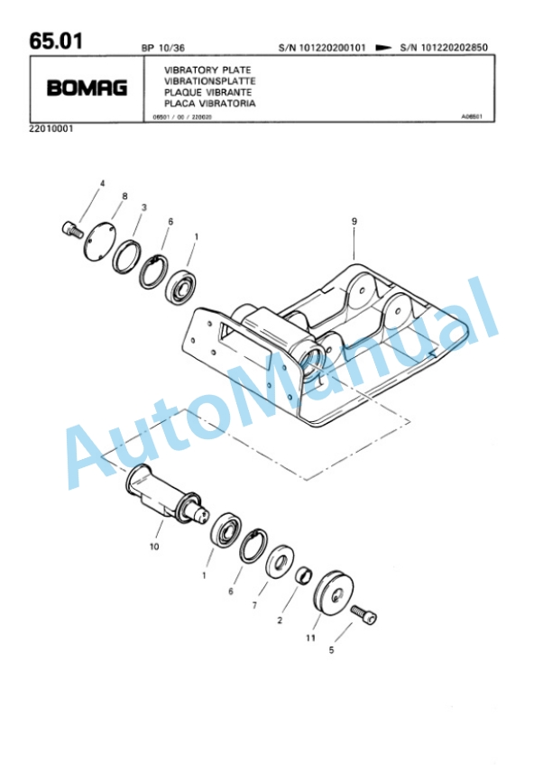 Bomag BP 10-36, BP 15-45 Vibratory Plate Compactor Spare Parts Catalogue 00811816-4