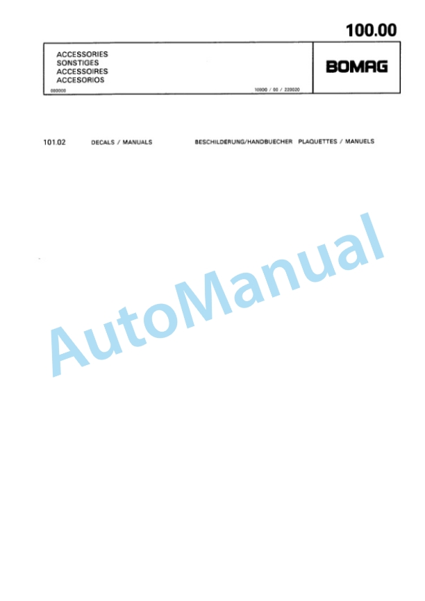 Bomag BP 10-36, BP 15-45 Vibratory Plate Compactor Spare Parts Catalogue 00811816-5