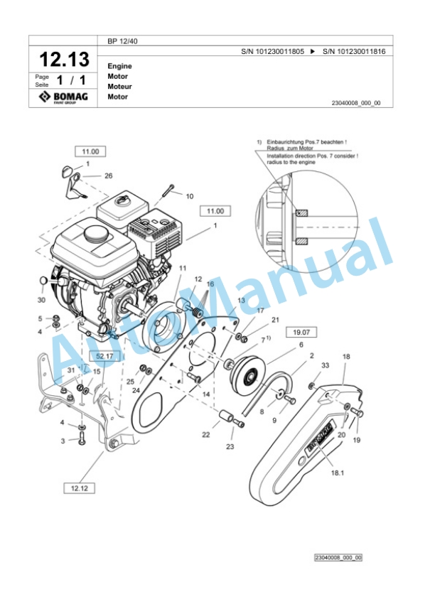 Bomag BP 12-40 Vibratory Plate Compactor Spare Parts Catalogue 00824065-2