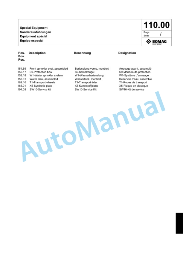 Bomag BP 12-40 Vibratory Plate Compactor Spare Parts Catalogue 00824065-5