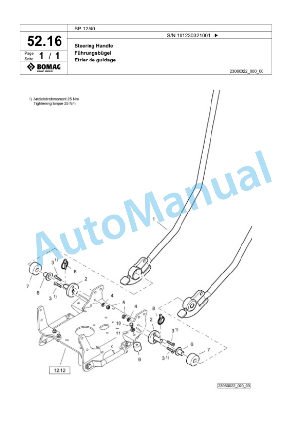 Bomag BP 12-40 Vibratory Plate Compactor Spare Parts Catalogue 00825501-2