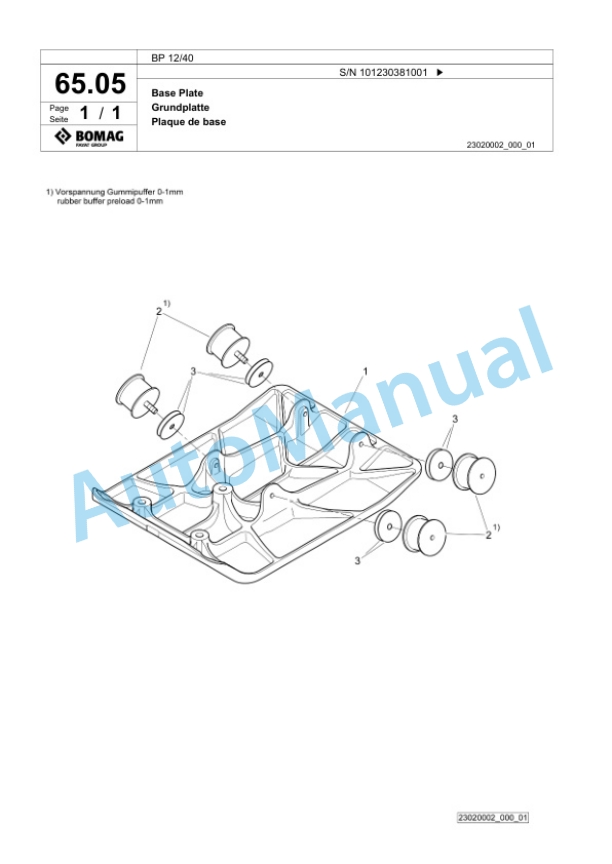 Bomag BP 12-40 Vibratory Plate Compactor Spare Parts Catalogue 00825681-3