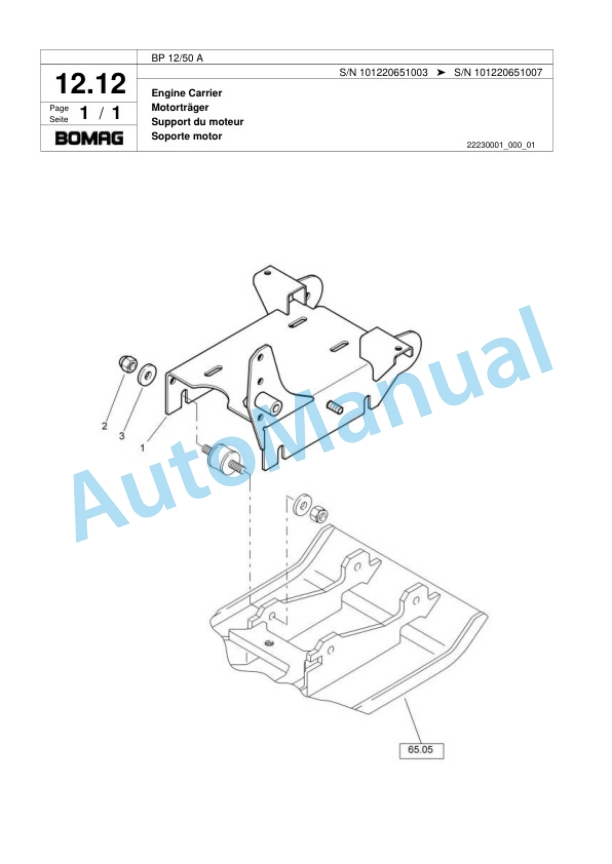 Bomag BP 12-50 A Vibratory Plate Compactor Spare Parts Catalogue 00818387-2