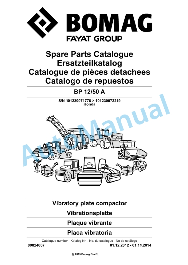 Bomag BP 12-50 A Vibratory Plate Compactor Spare Parts Catalogue 00824067