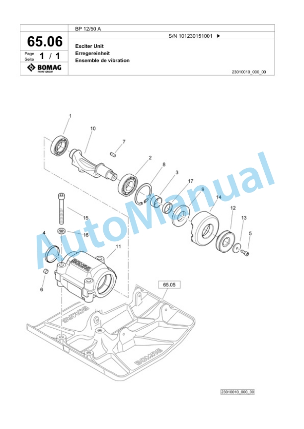 Bomag BP 12-50 A Vibratory Plate Compactor Spare Parts Catalogue 00824593-3