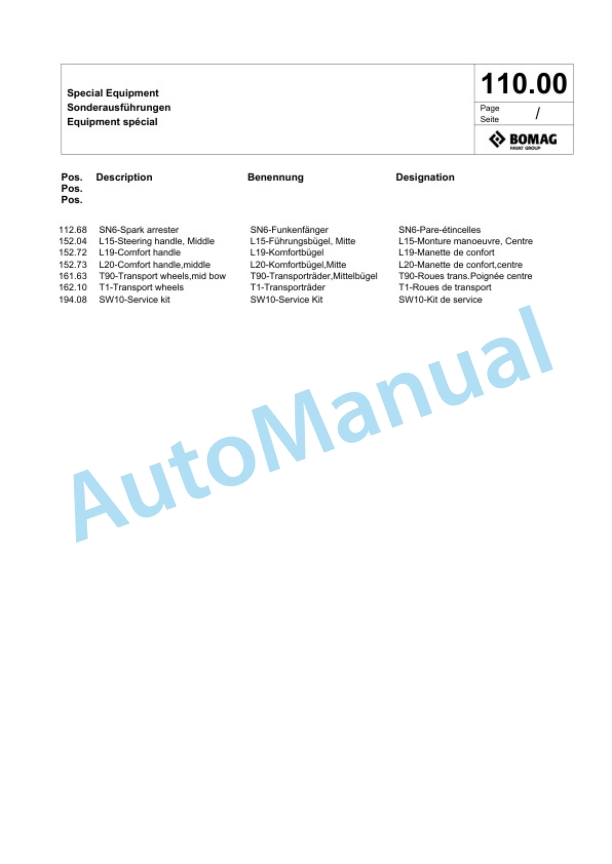 Bomag BP 12-50 A Vibratory Plate Compactor Spare Parts Catalogue 00826117-4