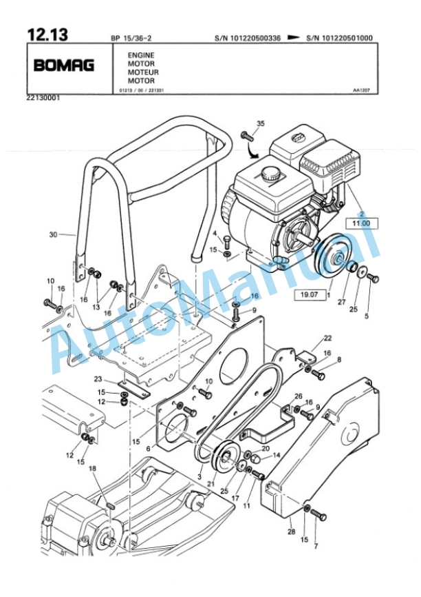 Bomag BP 15-36-2, BP 15-45-2 Vibratory Plate Compactor Spare Parts Catalogue 00811804-2