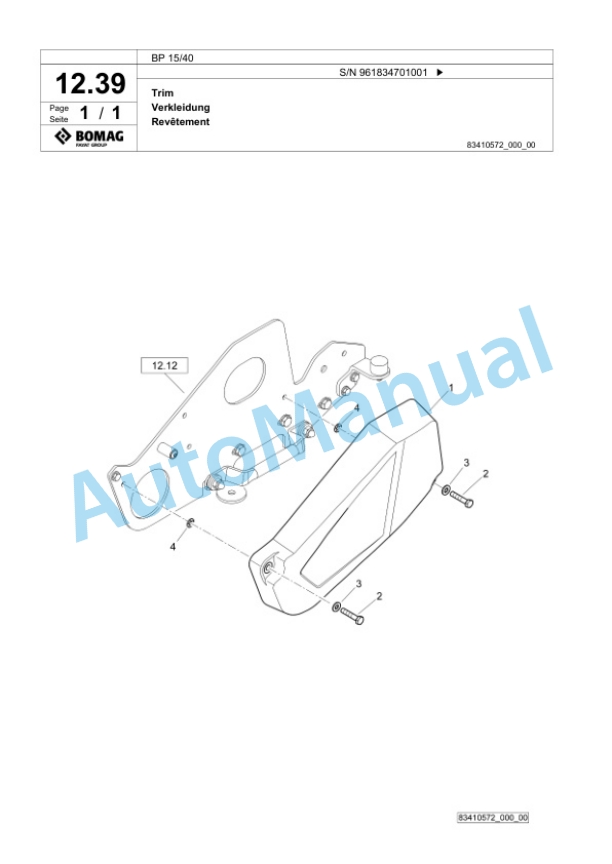 Bomag BP 15-40 Vibratory Plate Compactor Spare Parts Catalogue 00827097-2