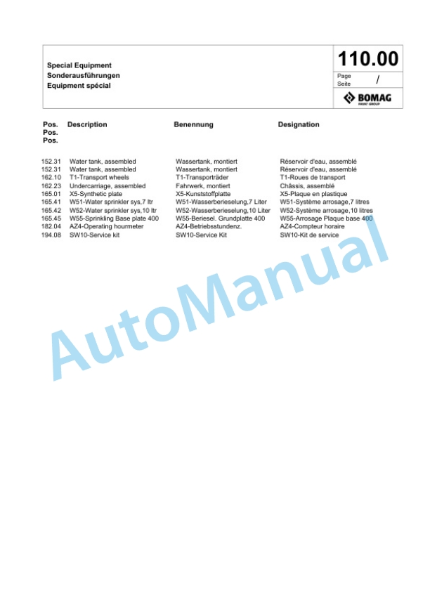 Bomag BP 15-40 Vibratory Plate Compactor Spare Parts Catalogue 00827333-4