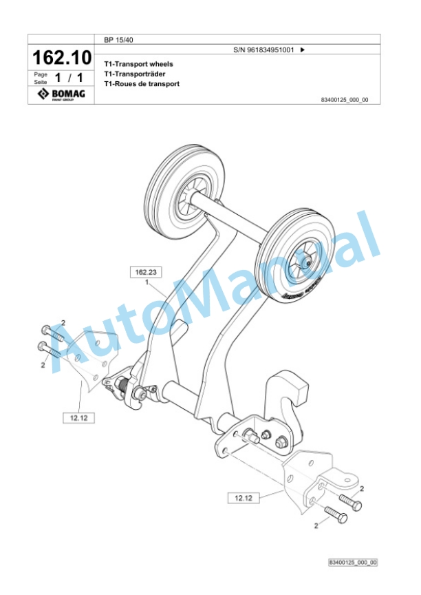 Bomag BP 15-40 Vibratory Plate Compactor Spare Parts Catalogue 00827333-5
