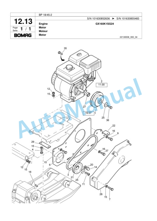 Bomag BP 15-45-2 Vibratory Plate Compactor Spare Parts Catalogue 00817905-2