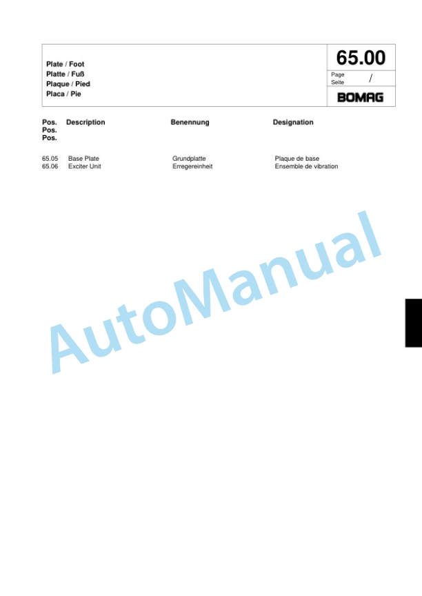 Bomag BP 15-45-2 Vibratory Plate Compactor Spare Parts Catalogue 00817905-3