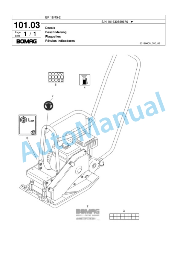 Bomag BP 15-45-2 Vibratory Plate Compactor Spare Parts Catalogue 00817905-4