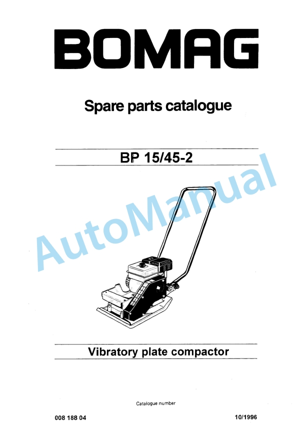 Bomag BP 15-45-2 Vibratory Plate Compactor Spare Parts Catalogue 00818804
