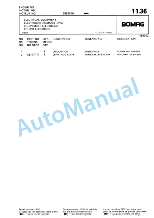 Bomag BP 15-45-2 Vibratory Plate Compactor Spare Parts Catalogue 00818804-2