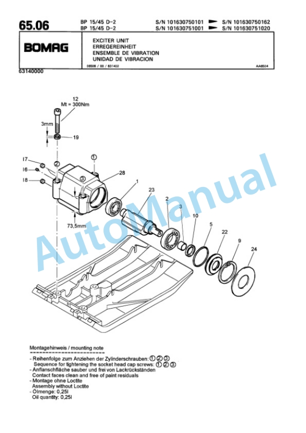 Bomag BP 15-45 D-2 Vibratory Plate Compactor Spare Parts Catalogue 00811824-5