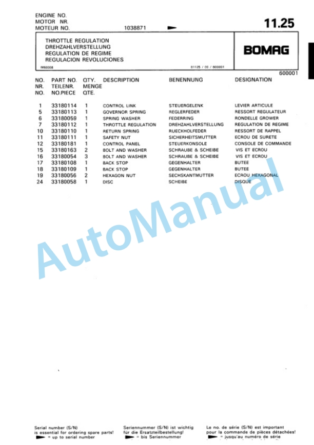Bomag BP 15-45 D Vibratory Plate Compactor Spare Parts Catalogue 00811821-2