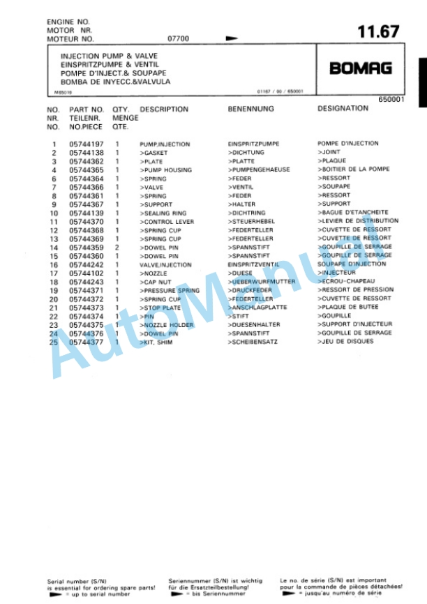 Bomag BP 15-45 D Vibratory Plate Compactor Spare Parts Catalogue 00811822-2