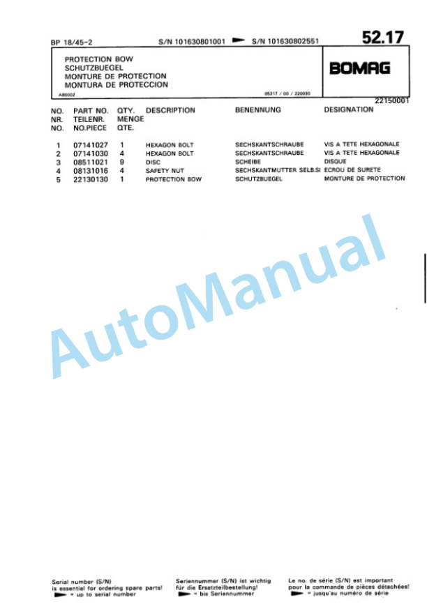 Bomag BP 18-45-2 Vibratory Plate Compactor Spare Parts Catalogue 00811429-3