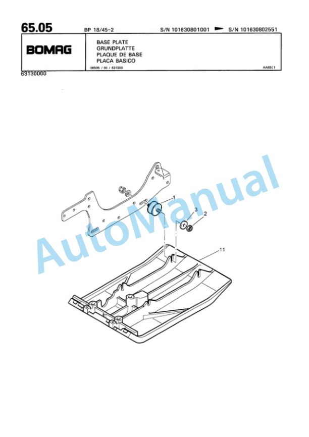 Bomag BP 18-45-2 Vibratory Plate Compactor Spare Parts Catalogue 00811429-4
