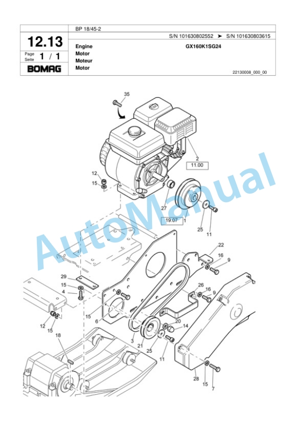 Bomag BP 18-45-2 Vibratory Plate Compactor Spare Parts Catalogue 00817420-2