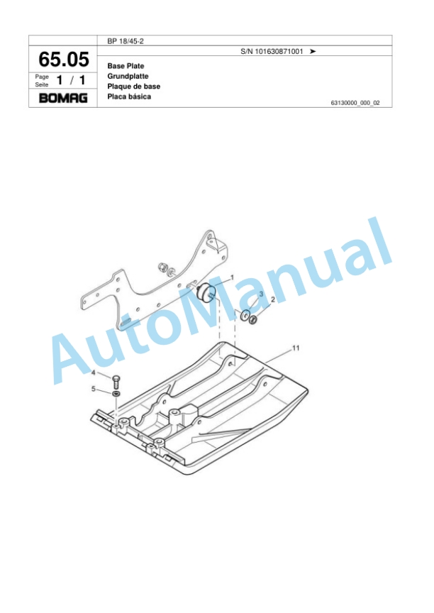 Bomag BP 18-45-2 Vibratory Plate Compactor Spare Parts Catalogue 00818449-3