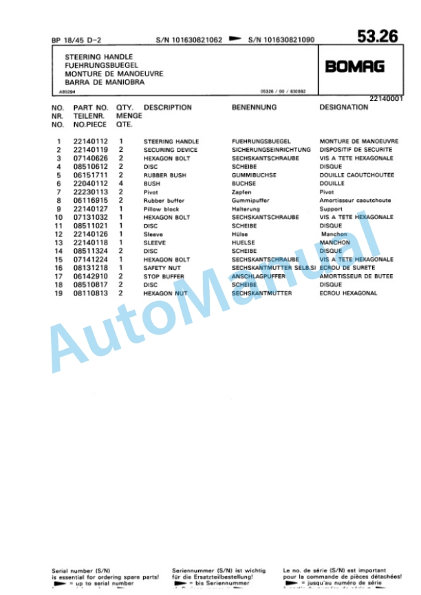 Bomag BP 18-45 D-2 Vibratory Plate Compactor Spare Parts Catalogue 00811430-4