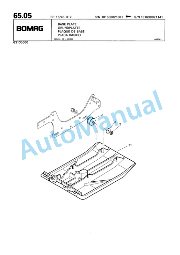 Bomag BP 18-45 D-2 Vibratory Plate Compactor Spare Parts Catalogue 00811430-5