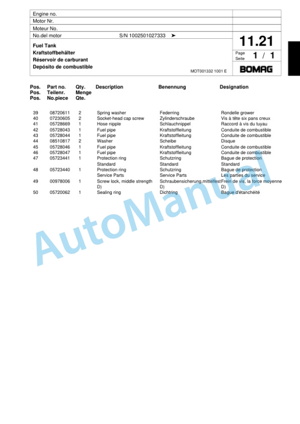 Bomag BP 18-45 D-2 Vibratory Plate Compactor Spare Parts Catalogue 00817418-2