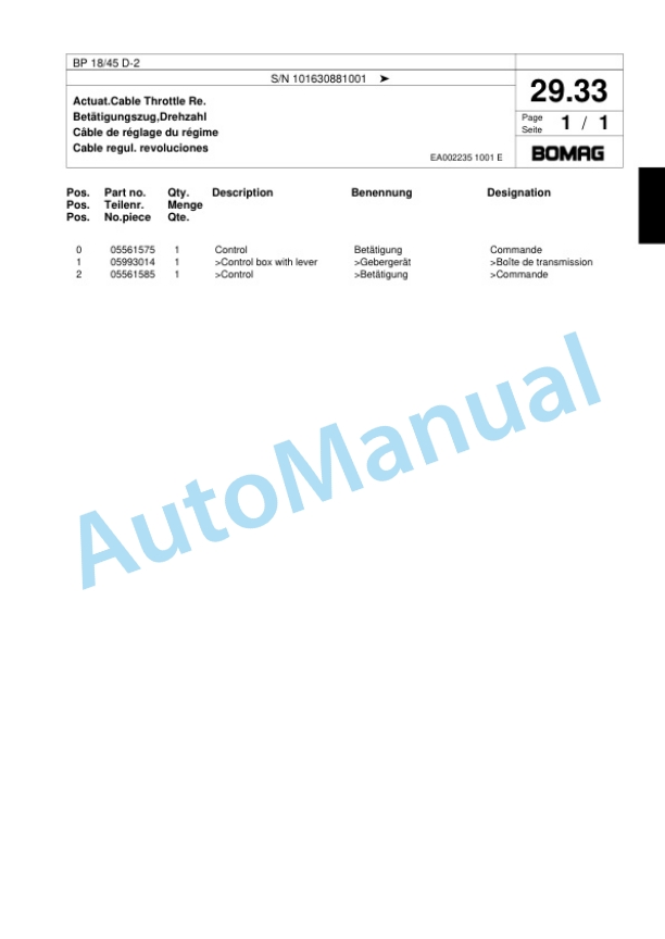 Bomag BP 18-45 D-2 Vibratory Plate Compactor Spare Parts Catalogue 00818459-3