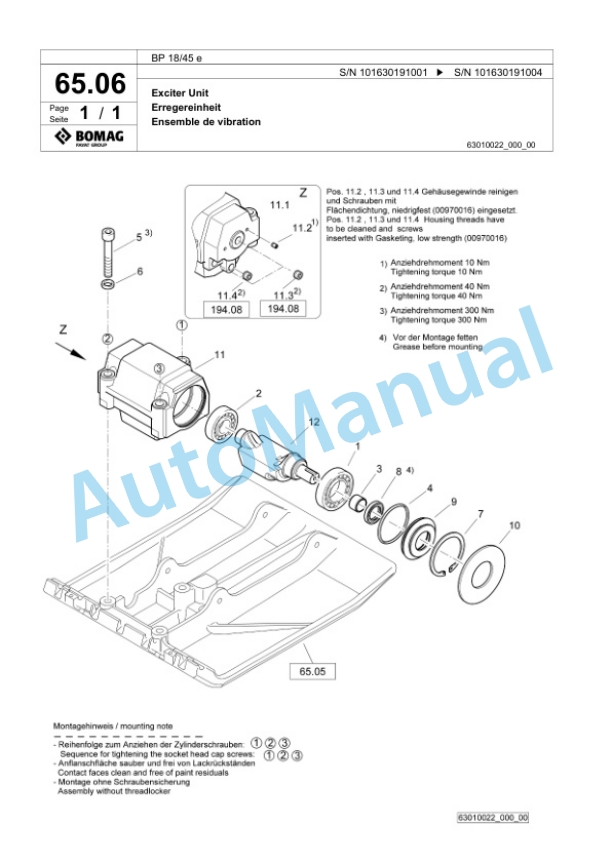 Bomag BP 18-45 e Vibratory Plate Compactor Spare Parts Catalogue 00826753-2