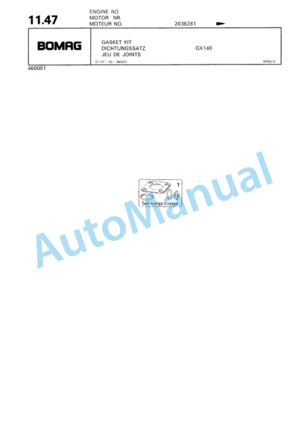 Bomag BP 18-53, BP 20-53 Vibratory Plate Compactor Spare Parts Catalogue 00813341-2