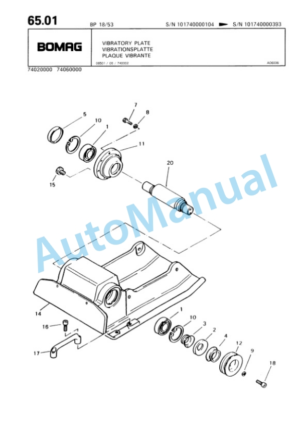 Bomag BP 18-53, BP 20-53 Vibratory Plate Compactor Spare Parts Catalogue 00813341-4