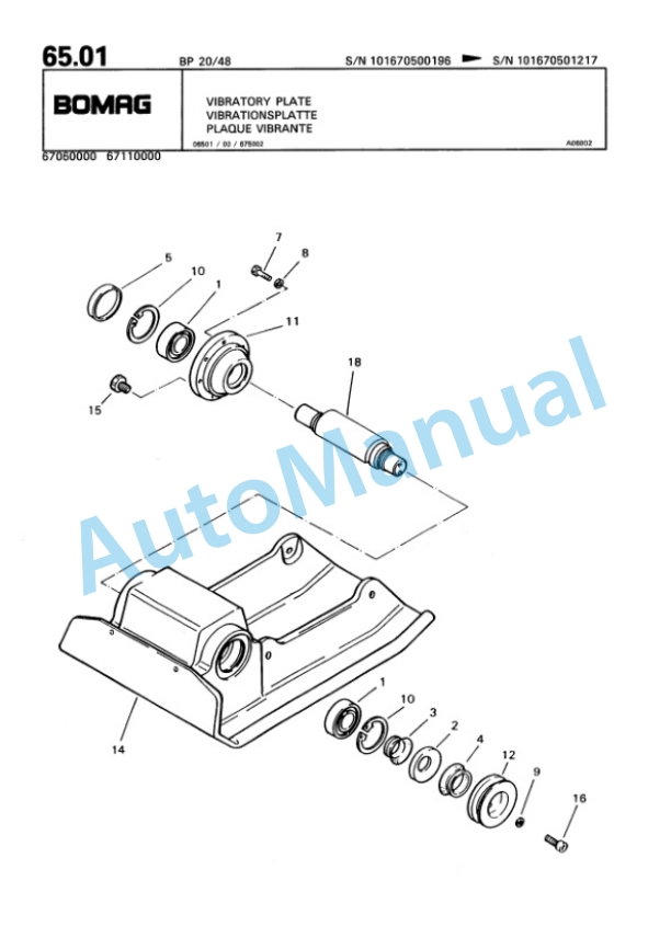 Bomag BP 20-48, BP 23-48, BP 20-60, BP 23-60 Vibratory Plate Compactor Spare Parts Catalogue 00813319-3