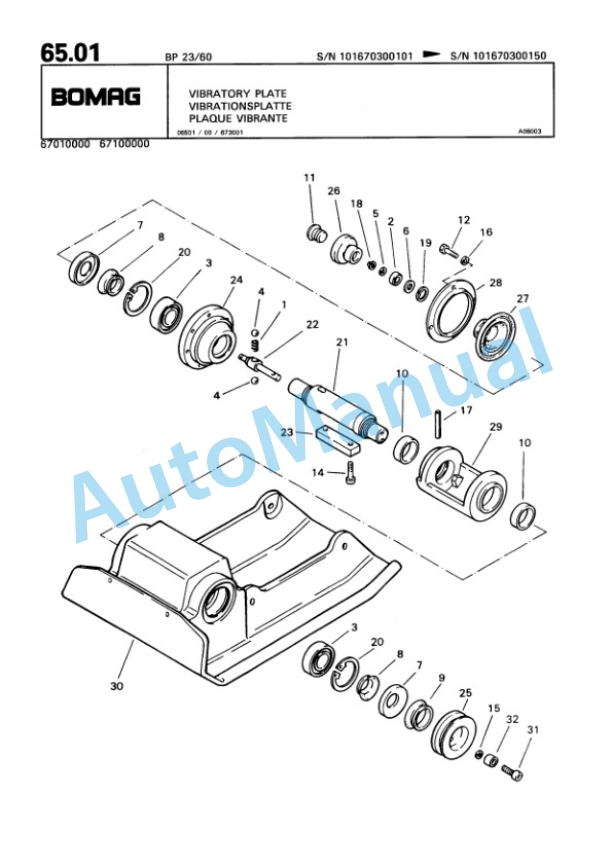 Bomag BP 20-48, BP 23-48, BP 20-60, BP 23-60 Vibratory Plate Compactor Spare Parts Catalogue 00813319-4