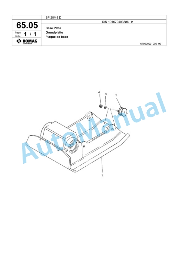 Bomag BP 20-48 D Vibratory Plate Compactor Spare Parts Catalogue 00817422-4