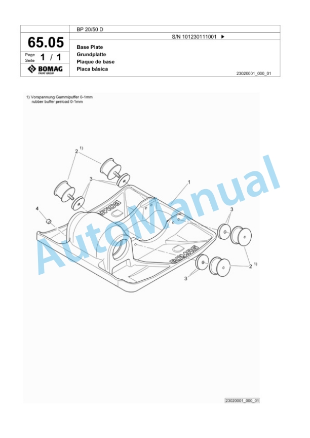 Bomag BP 20-50 D Vibratory Plate Compactor Spare Parts Catalogue 00824347-4