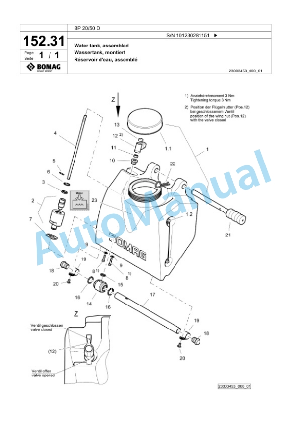 Bomag BP 20-50 D Vibratory Plate Compactor Spare Parts Catalogue 00825127-5