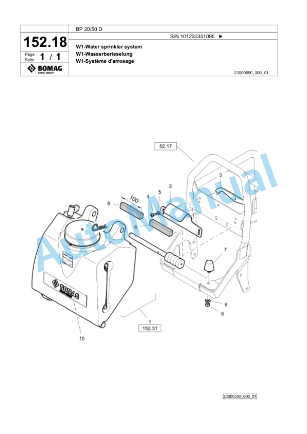 Bomag BP 20-50 D Vibratory Plate Compactor Spare Parts Catalogue 00825507-5