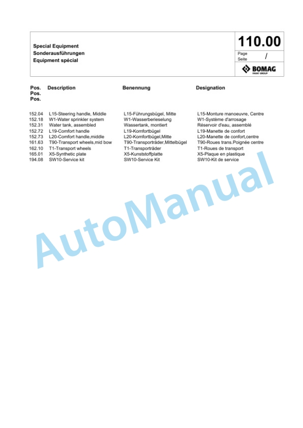 Bomag BP 20-50 D Vibratory Plate Compactor Spare Parts Catalogue 00825687-5