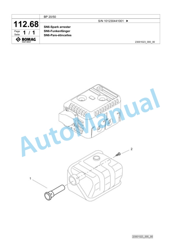 Bomag BP 20-50 Vibratory Plate Compactor Spare Parts Catalogue 00826113-4