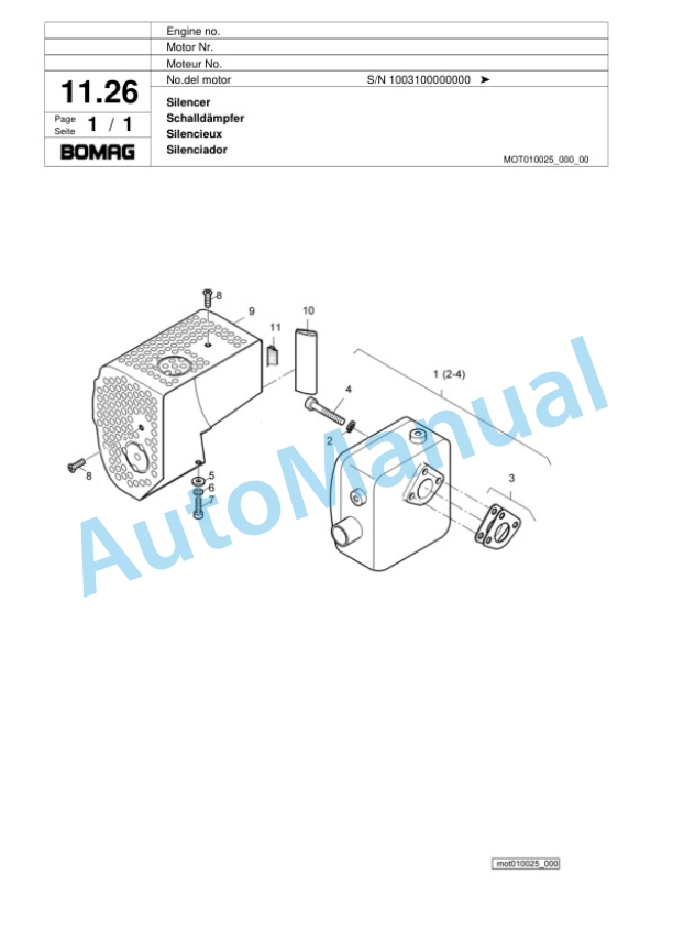 Bomag BP 25-48 D Vibratory Plate Compactor Spare Parts Catalogue 00818461-2