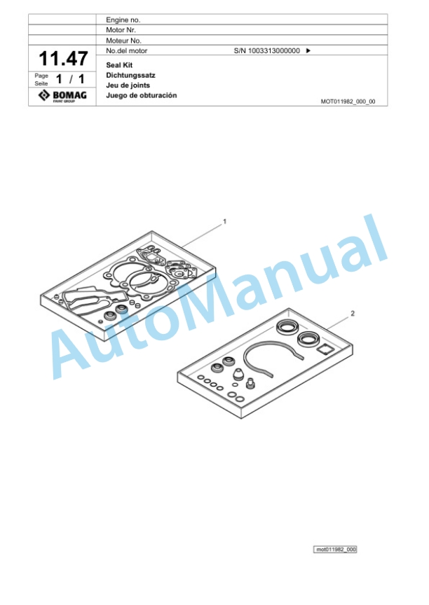 Bomag BP 25-50 D Vibratory Plate Compactor Spare Parts Catalogue 00824345-2