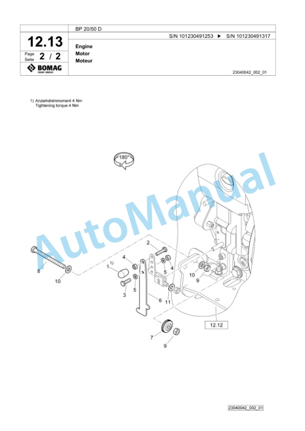 Bomag BP 25-50 D Vibratory Plate Compactor Spare Parts Catalogue 00826123-2