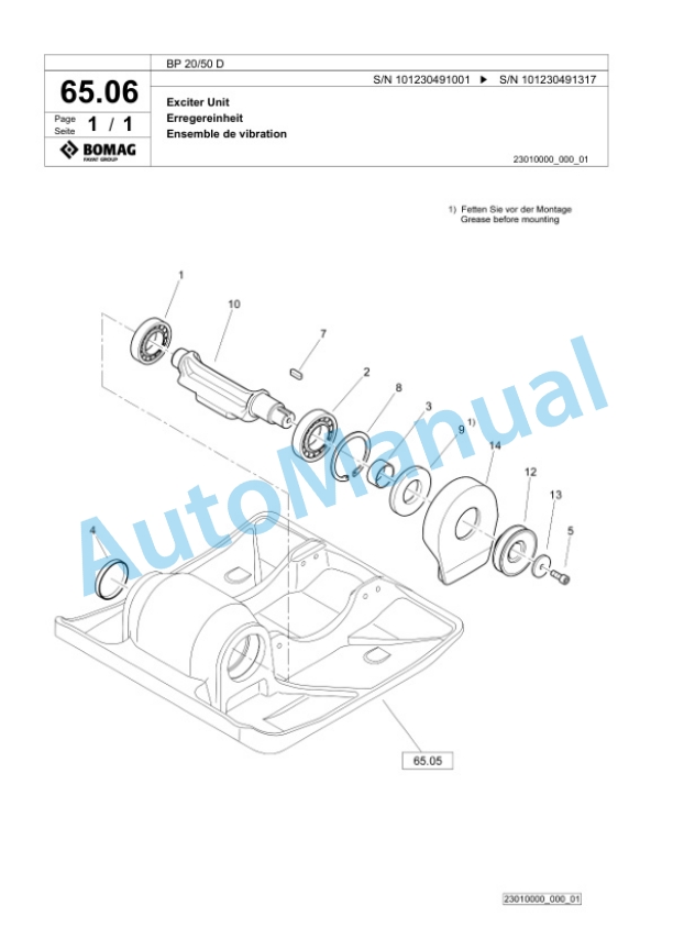 Bomag BP 25-50 D Vibratory Plate Compactor Spare Parts Catalogue 00826123-3