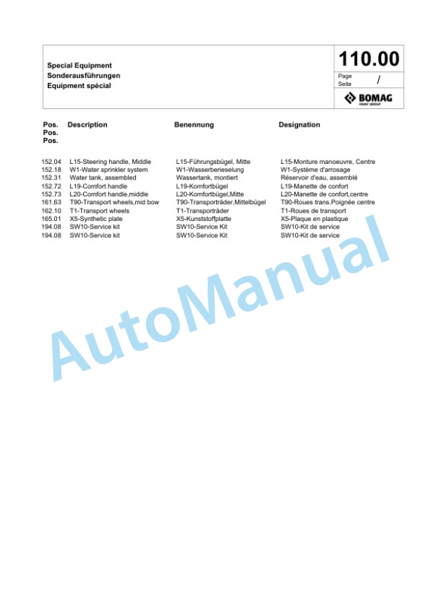 Bomag BP 25-50 D Vibratory Plate Compactor Spare Parts Catalogue 00826123-5