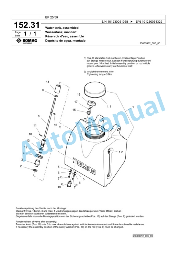 Bomag BP 25-50 Vibratory Plate Compactor Spare Parts Catalogue 00818647-5